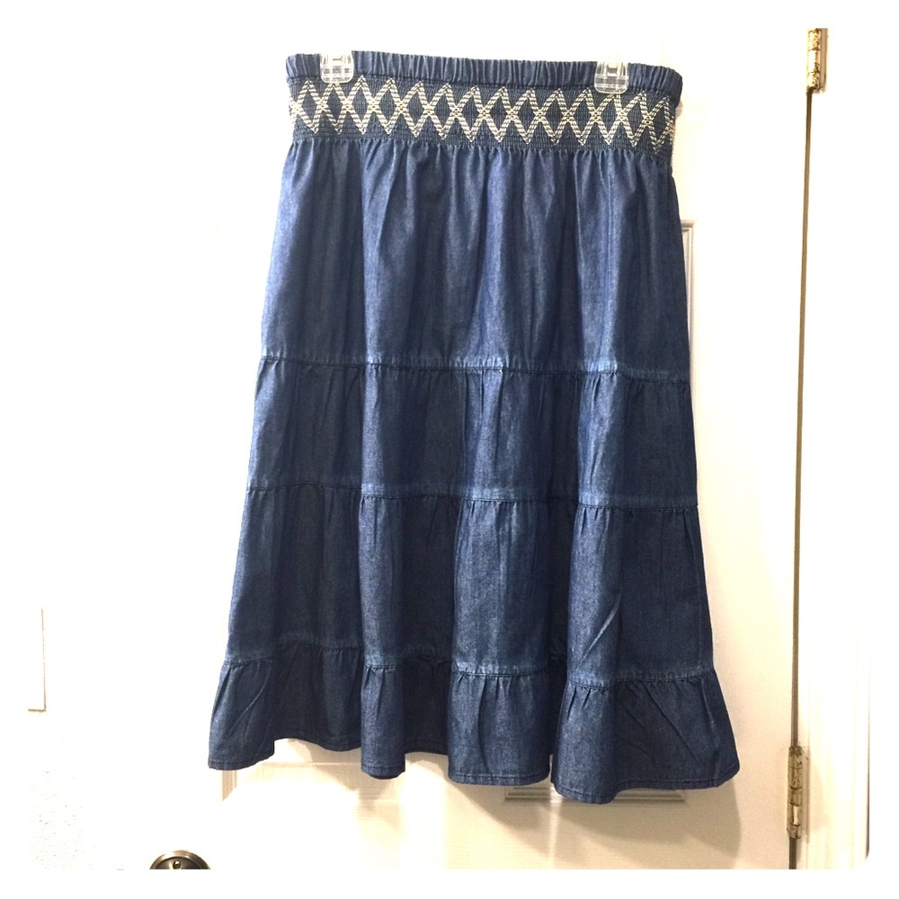 Denim tiered skirt